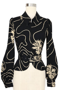 Girl Friday Blouse - Waves and Waterlilies