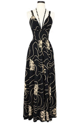 Minda Long Dress - Waves and Waterlilies