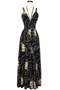 Minda Long Dress - Waves and Waterlilies