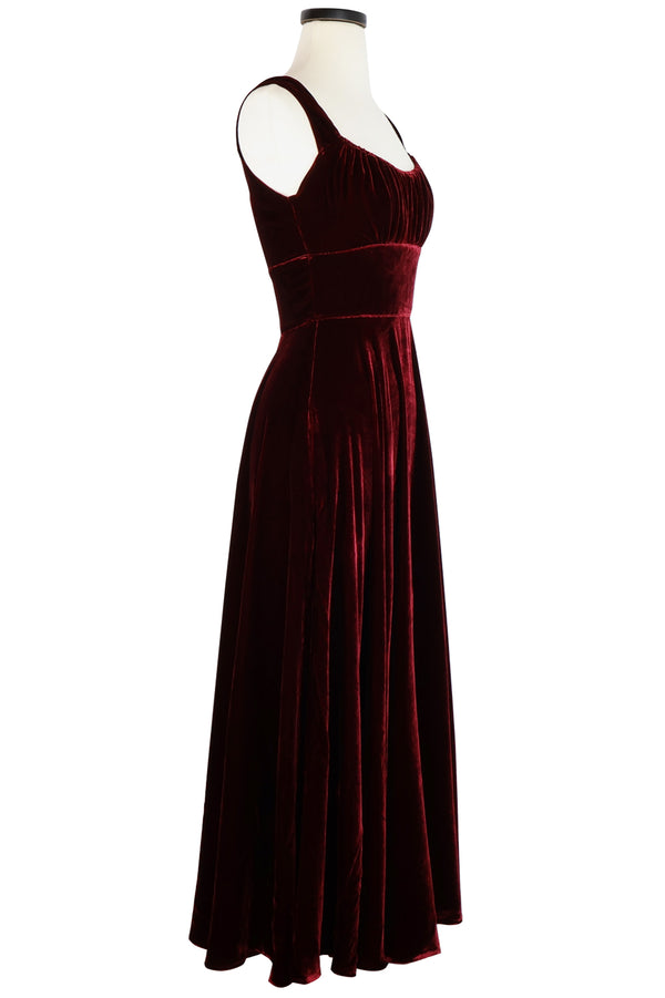 Norma Jean Long Dress - Wine Velvet