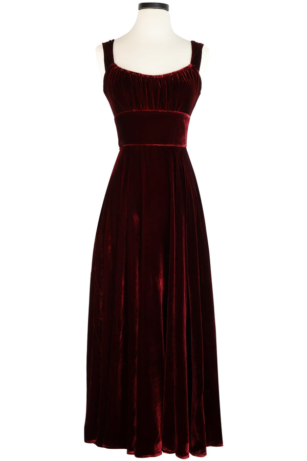 Norma Jean Long Dress - Wine Velvet