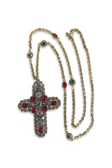 Sweet Romance Garnet Cross Necklace