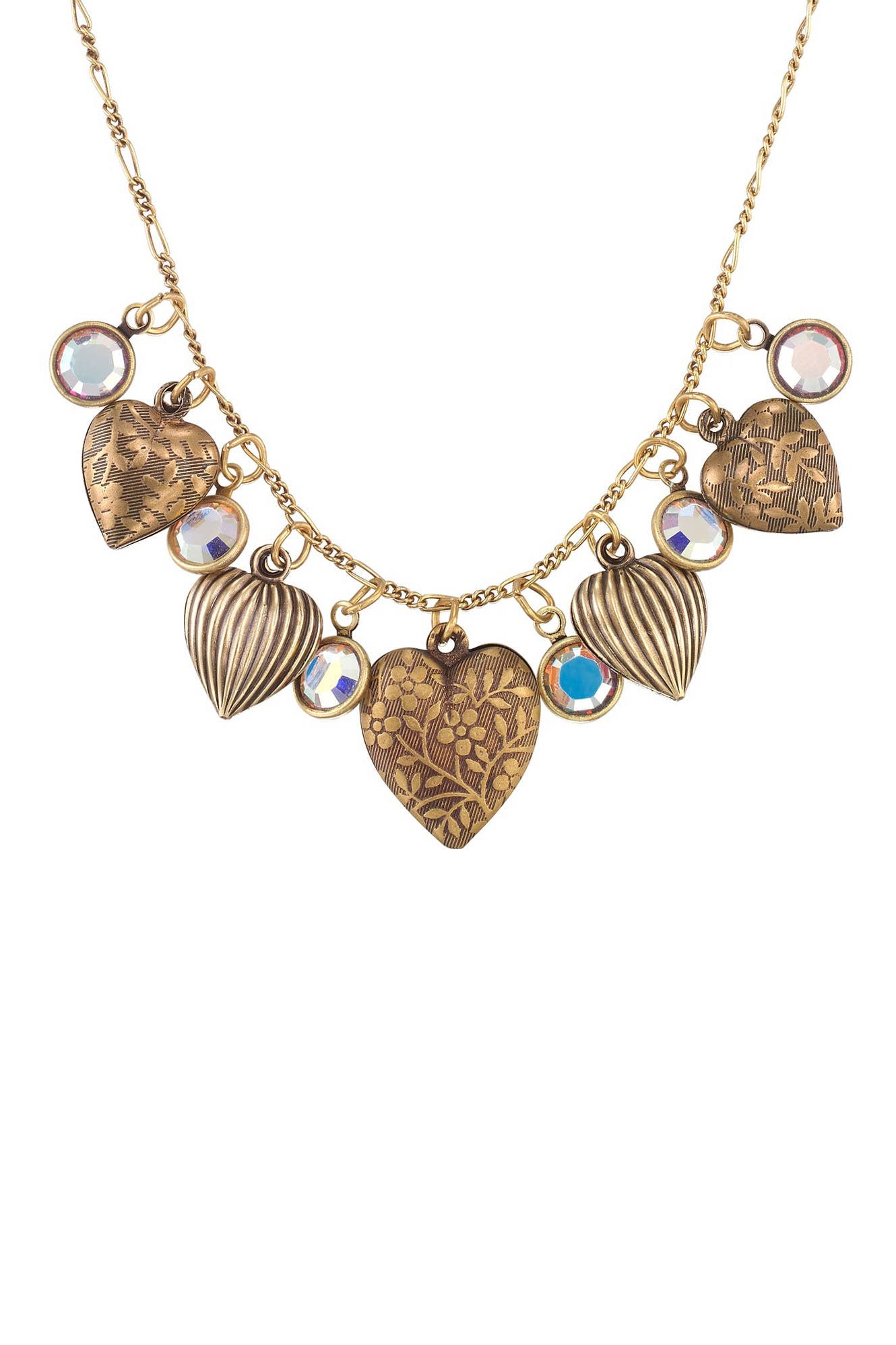 Anne Koplik Romantic Heart & Charm Vintage Inspired Crystal Necklace ##description##