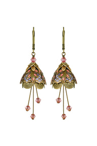 NoMonet Flower Fairy Hand Painted Art Deco Earrings With Crystals