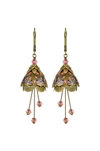 NoMonet Flower Fairy Hand Painted Art Deco Earrings With Crystals