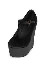 Jeffrey Campbell Bam-Bam T-strap platform wedge - Black Velvet