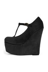 Jeffrey Campbell Bam-Bam T-strap platform wedge - Black Velvet