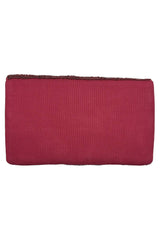 Burgundy Floral Embroidered Beaded Clutch