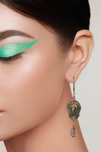 NoMonet Flower Fairy Painted Hot Air Ballon Earrings with Crystals