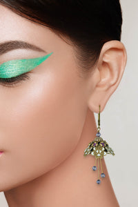 NoMonet Flower Fairy Painted IntricateSwirl Earrings with Crystals