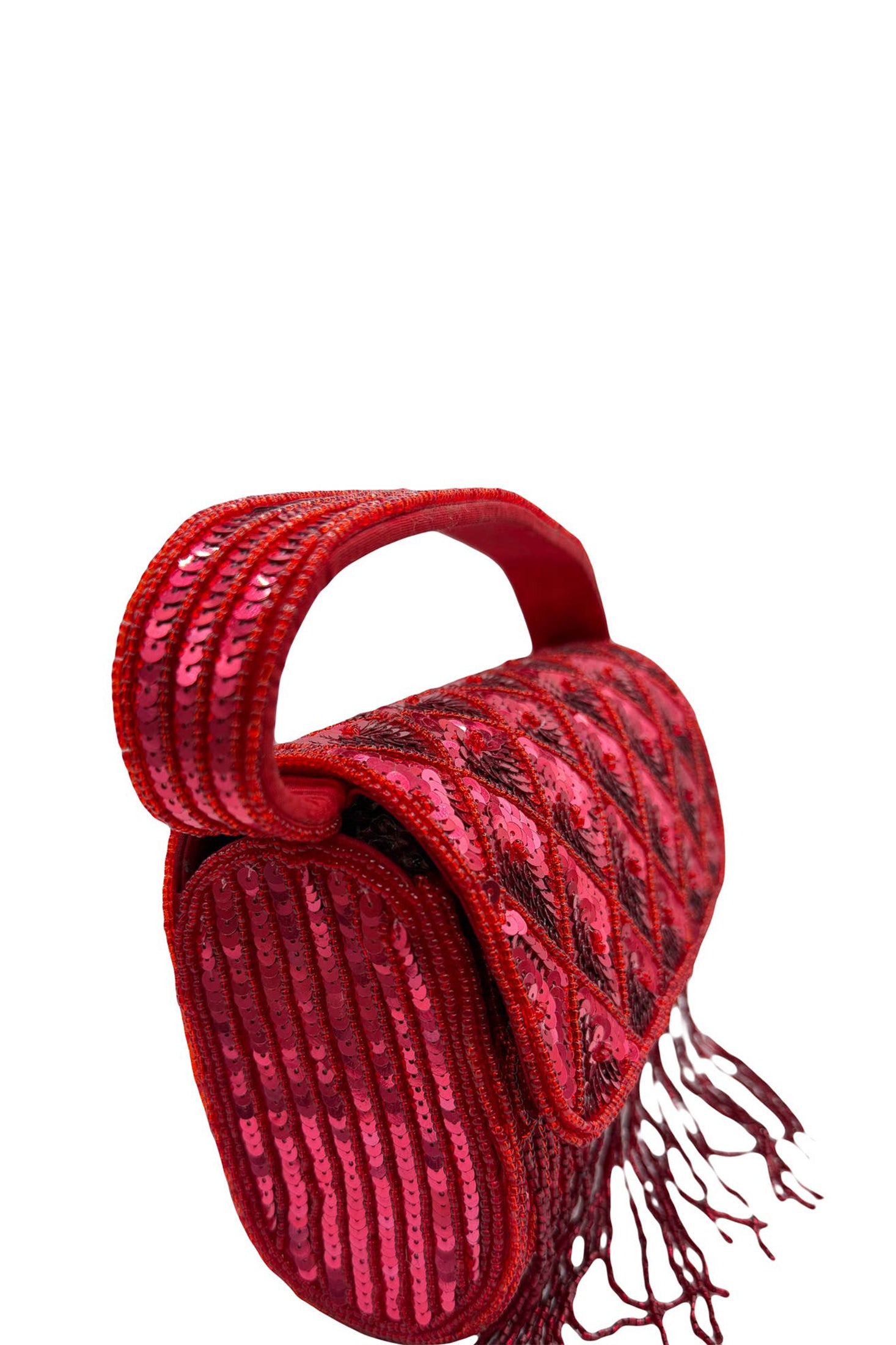 Rhubarb Fringe Evening Double Sided Handbag