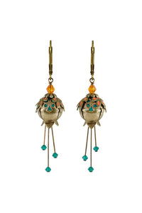 NoMonet Flower Fairy Painted Lily of the Valley Earrings with Crystals