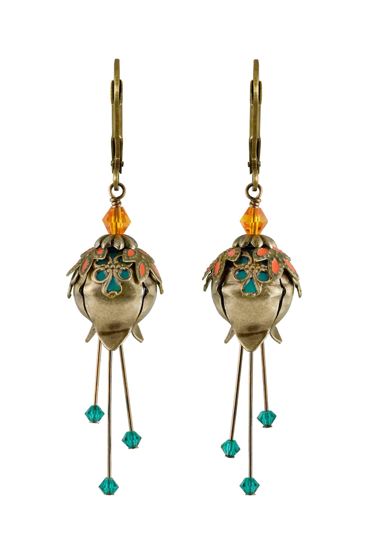 NoMonet Flower Fairy Painted Lily of the Valley Earrings With crystals