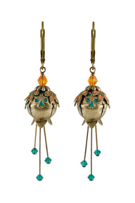 NoMonet Flower Fairy Painted Lily of the Valley Earrings With crystals