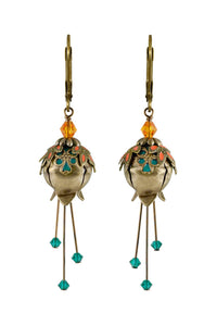 NoMonet Flower Fairy Painted Lily of the Valley Earrings With crystals