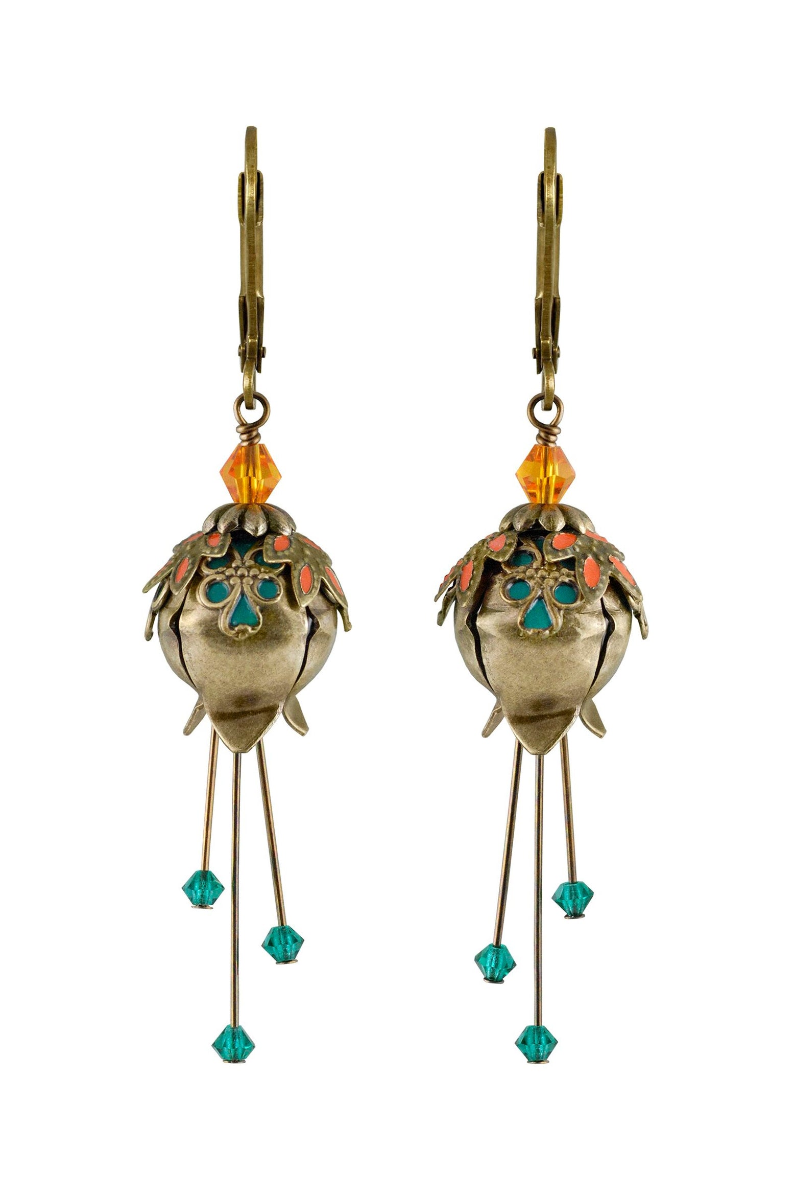 NoMonet Flower Fairy Painted Lily of the Valley Earrings With crystals