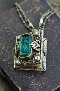 Sweet Romance Bronze Intaglio Book Locket