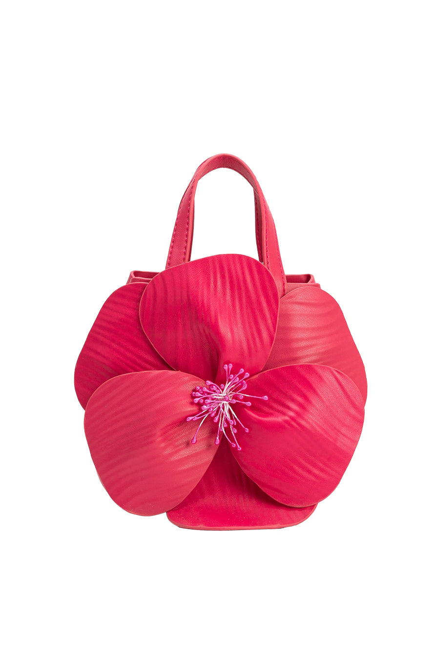 Melie Bianco Monroe Fuchsia Flower Vegan Leather Top Handle Bag