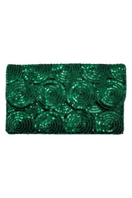 Emerald Sequin Beaded Clutch