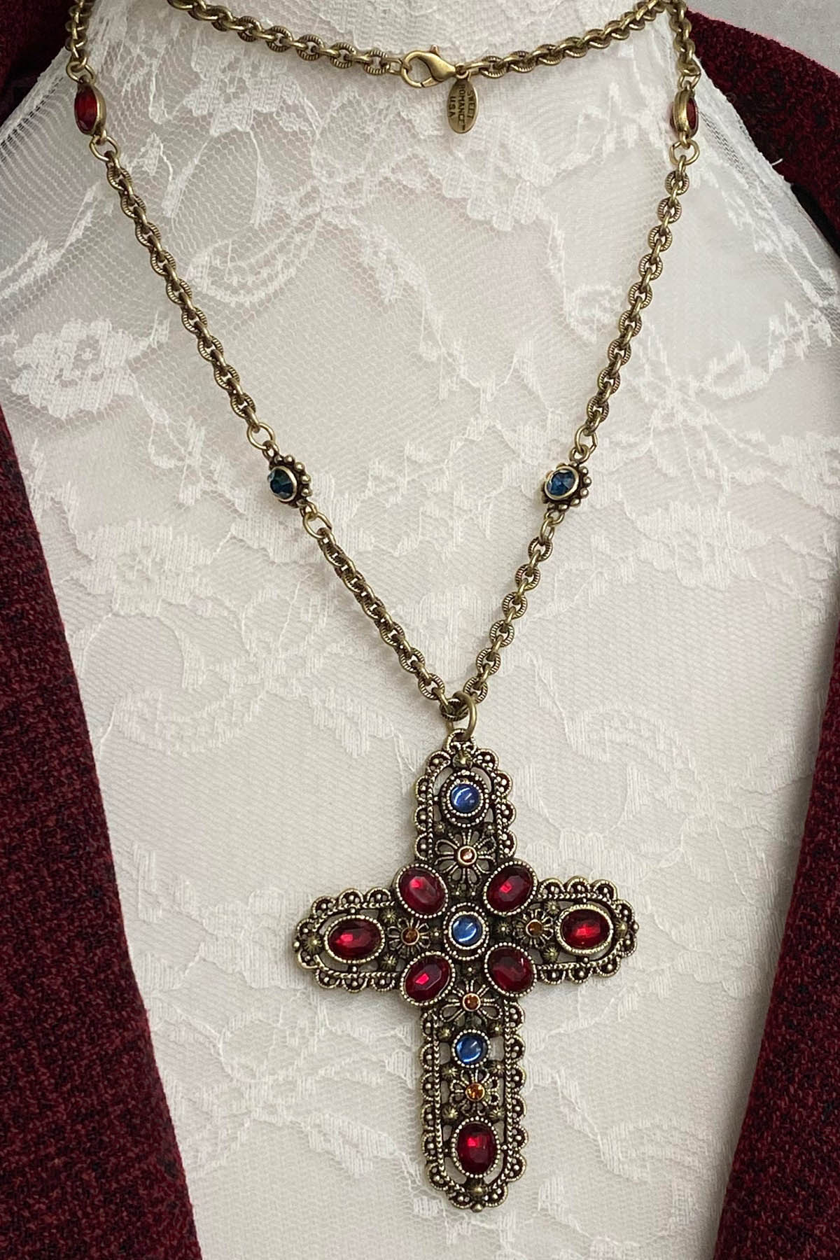 Sweet Romance Garnet Cross Necklace