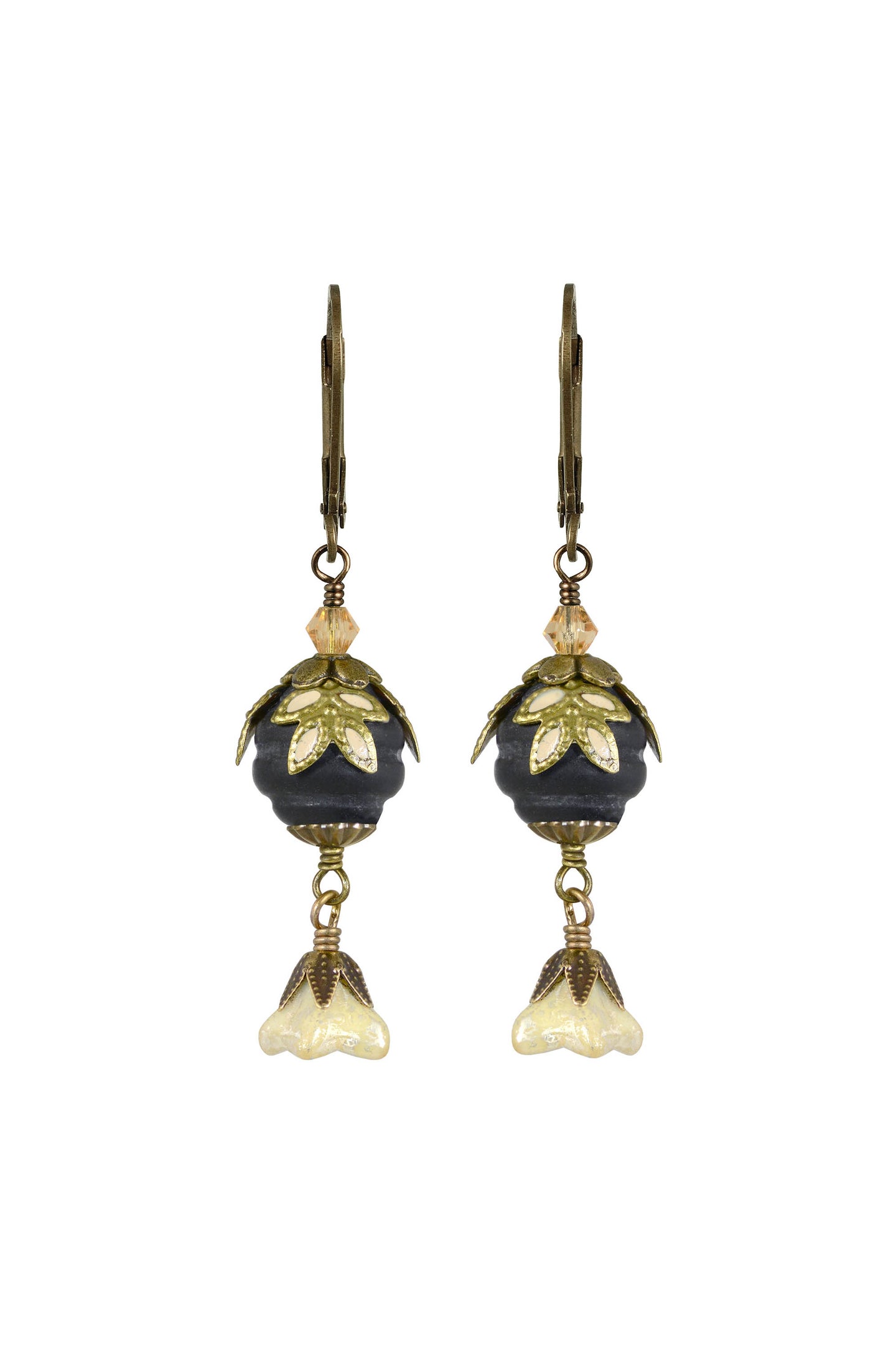 NoMonet Fairyland Pearl & Flower Crystal Hand Painted Drop Earrings