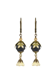 NoMonet Fairyland Pearl & Flower Crystal Hand Painted Drop Earrings