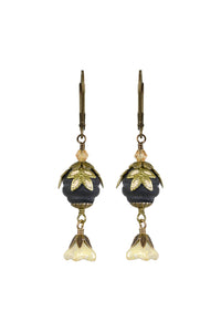 NoMonet Fairyland Pearl & Flower Crystal Hand Painted Drop Earrings