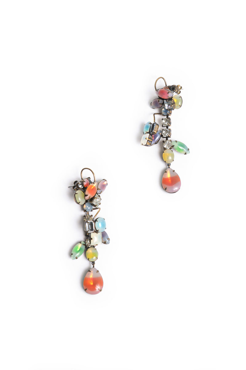 De Luxe Rainbow Cluster Drop Earrings