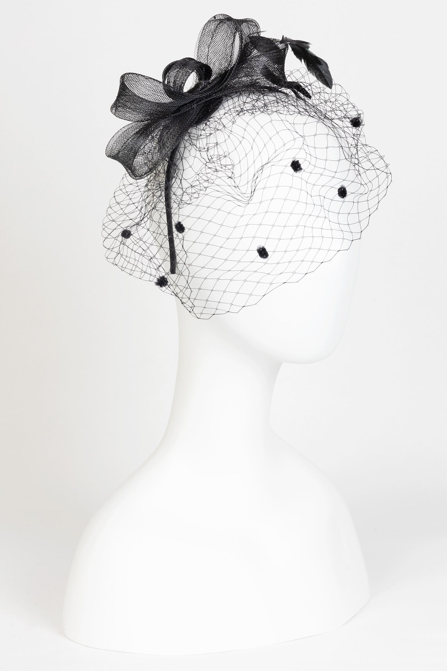 Sinamay Bow Fascinator with Pom Netting