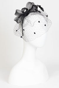 Sinamay Bow Fascinator with Pom Netting