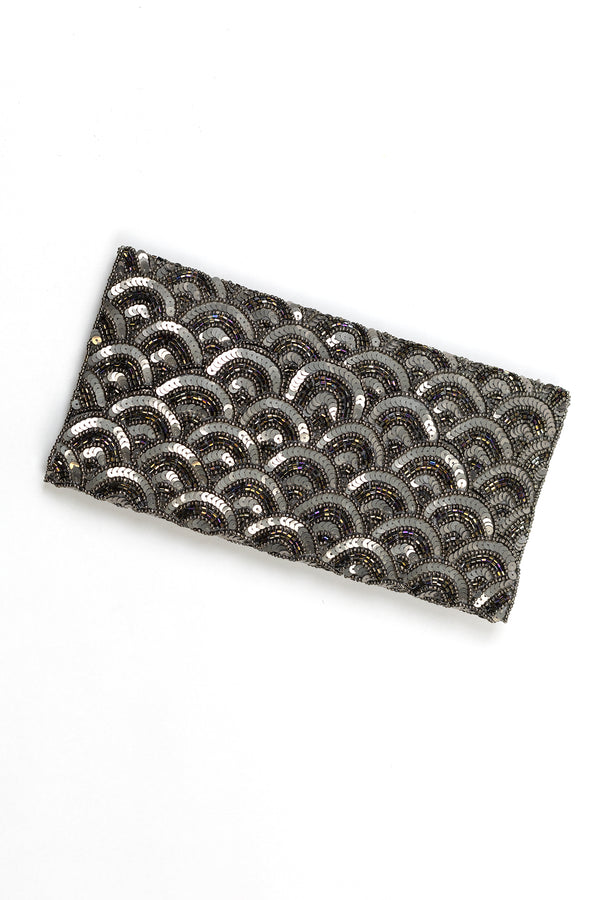 RD Beaded Sequin Scallop Clutch