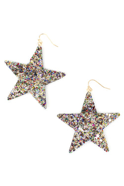 Giant Glitter Star Earrings