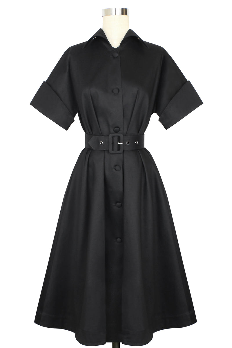 Trapeze Coat Dress- Black - Sale