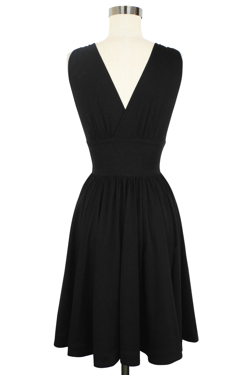 Doris Knee Length Dress - Black Rayon Stretch - Final Sale
