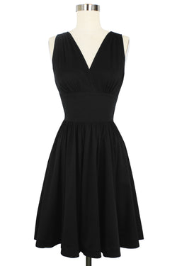 Doris Knee Length Dress - Black Rayon Stretch - Final Sale