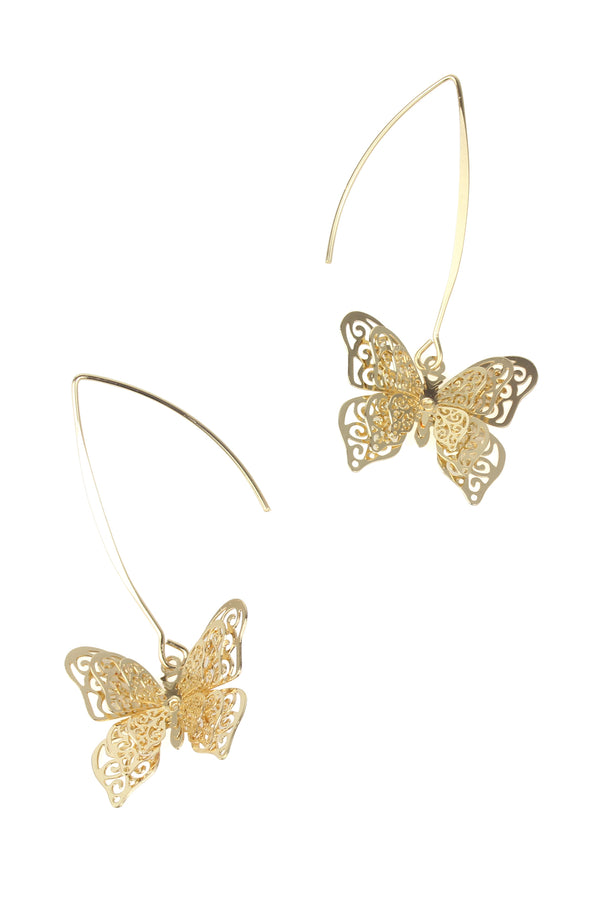 3 Layer Filigree Butterfly & Bar Earrings