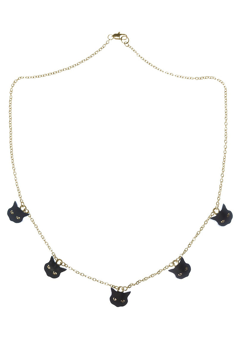 Rosita Bonita Little Black Cat Charm Necklace