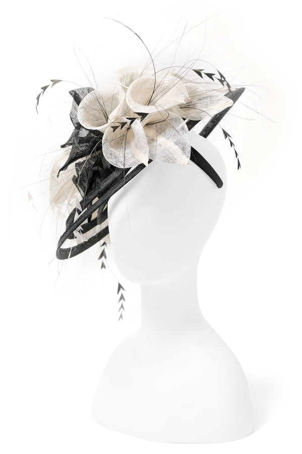 F&M Rings Black and White Calla Lilies Sinamay Fascinator