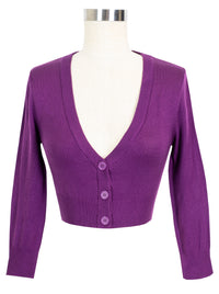 Purple Cropped Cardigan