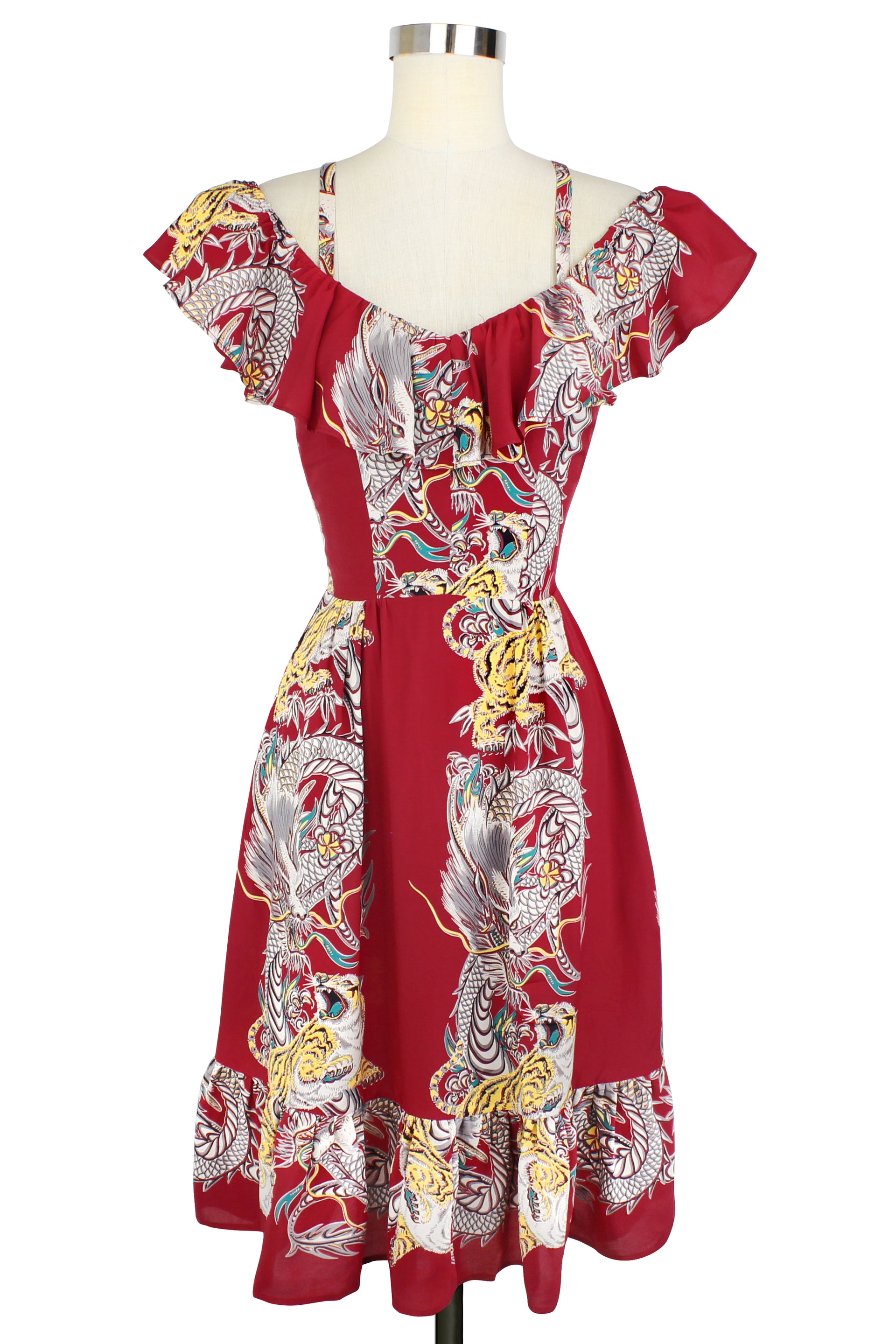 Hollywood Ruffle Dress - Dragons & Tigers - Final Sale ##description##