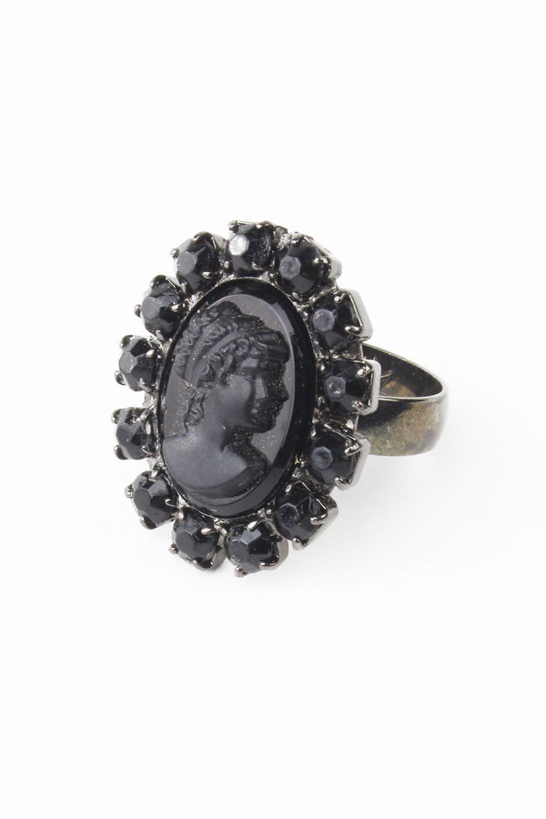 De Luxe Vintage Stones Black Cameo Ring