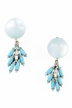 De Luxe Navette Cloudy Ball Drop Earrings