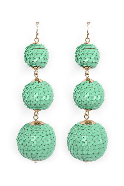 Sequin 3 Ball Drop Earrings