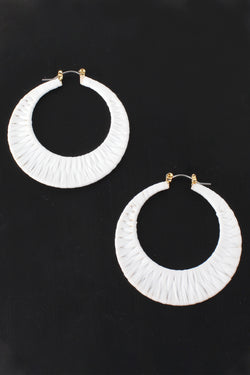 Raffia Wrapped Crescent Hoops