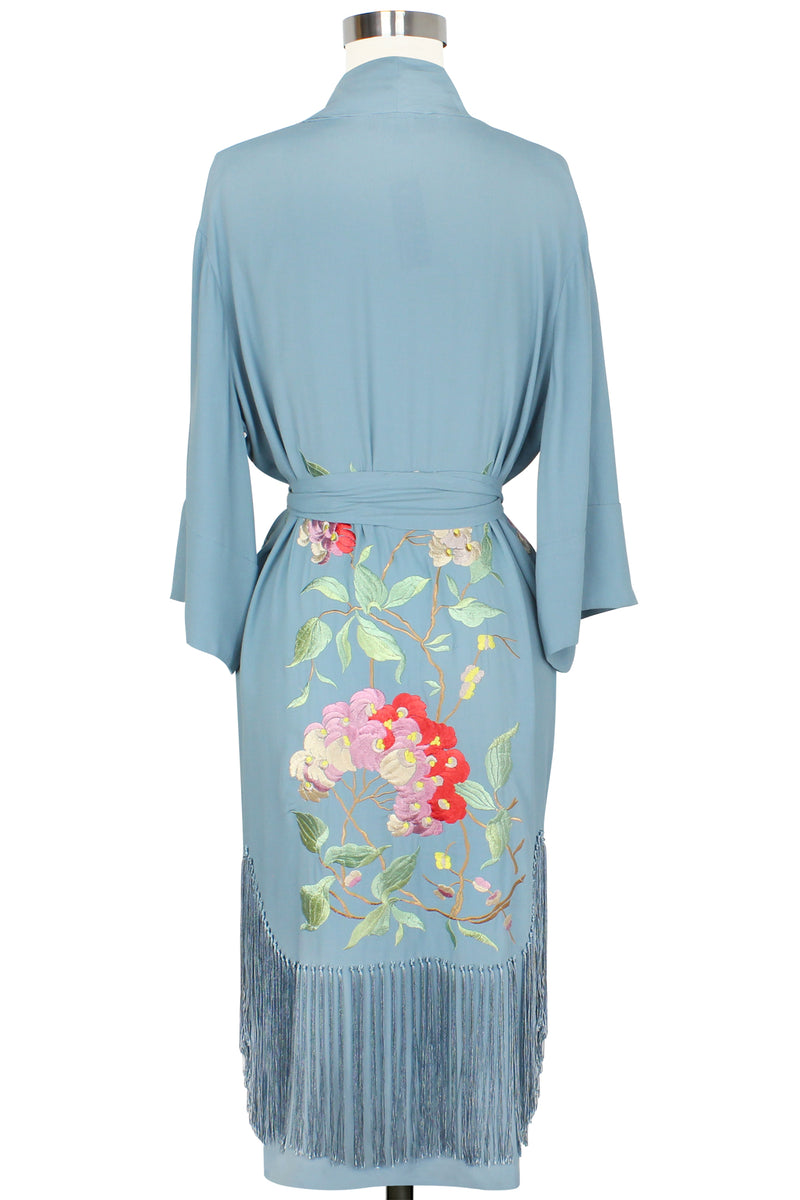 Clara Robe - French Blue Floral Embroidery