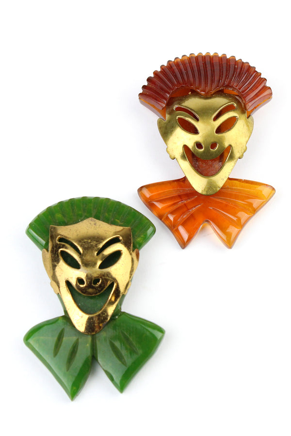 Bakelite Estate -Theater Clown Mask Dress Clips