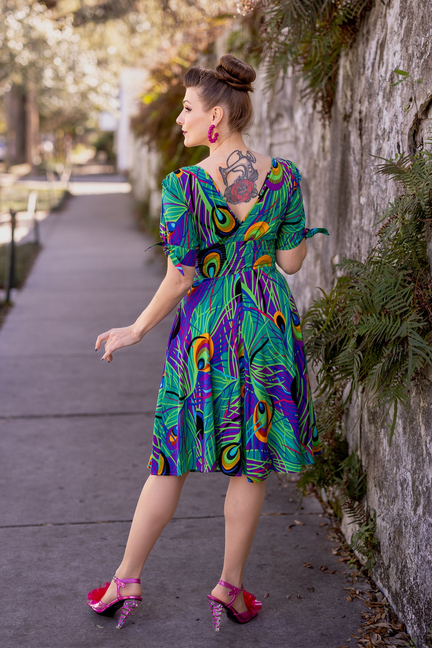 Stacia Circle Dress - Mardi Gras Feather - Final Sale 0 Stacia Circle Dress - Mardi Gras Feather - Final Sale 0
