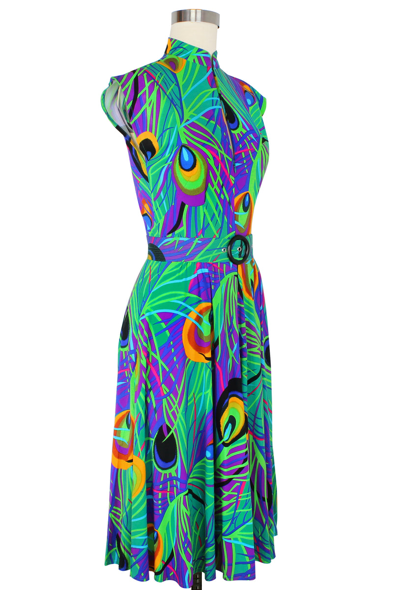 Zip Front Marie Dress - Mardi Gras Feather - Sale