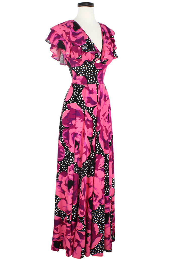 Ingenue Long Dress - Polka Dot Rose - Final Sale