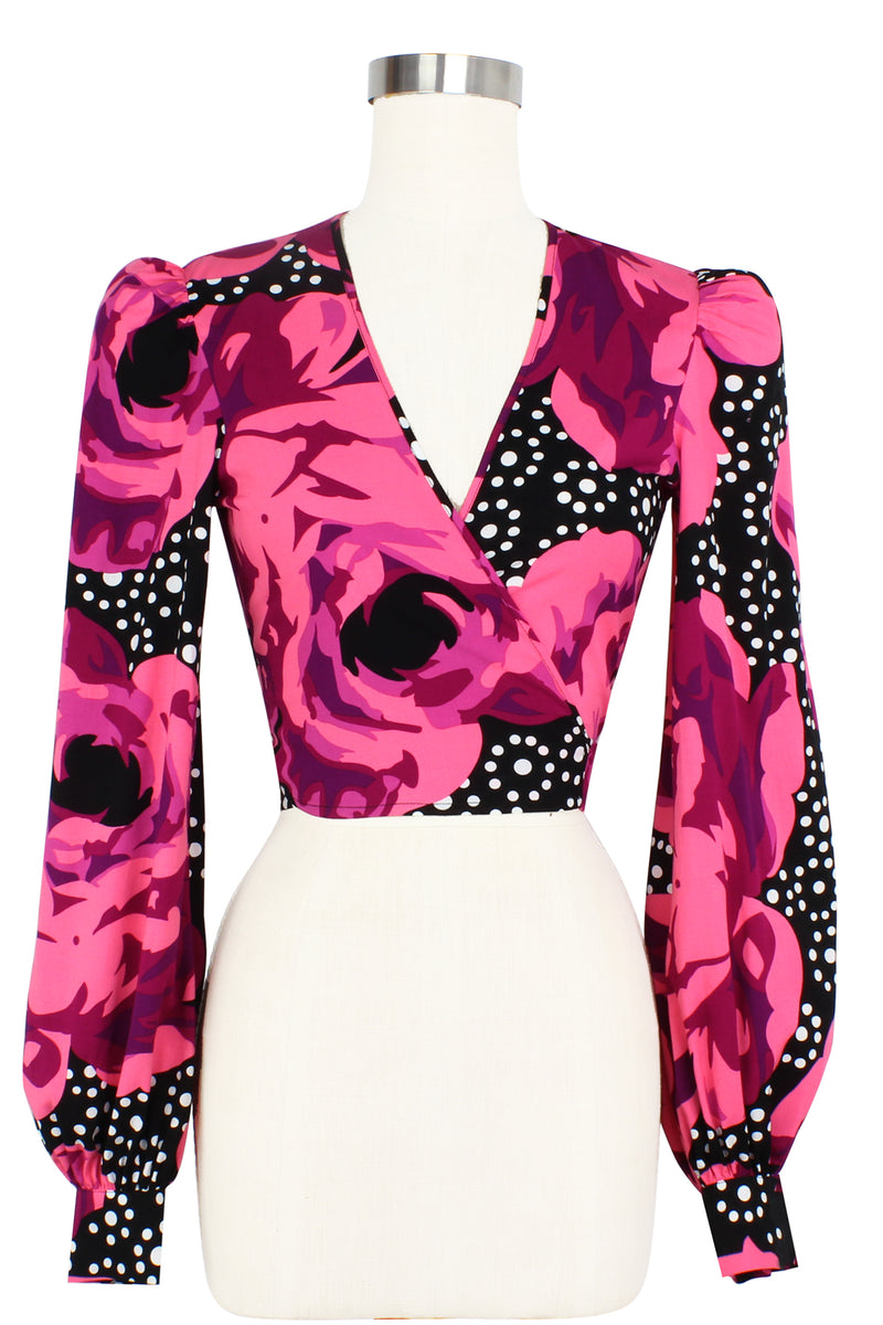 Ossie Wrap Top - Polka Dot Rose - Final Sale